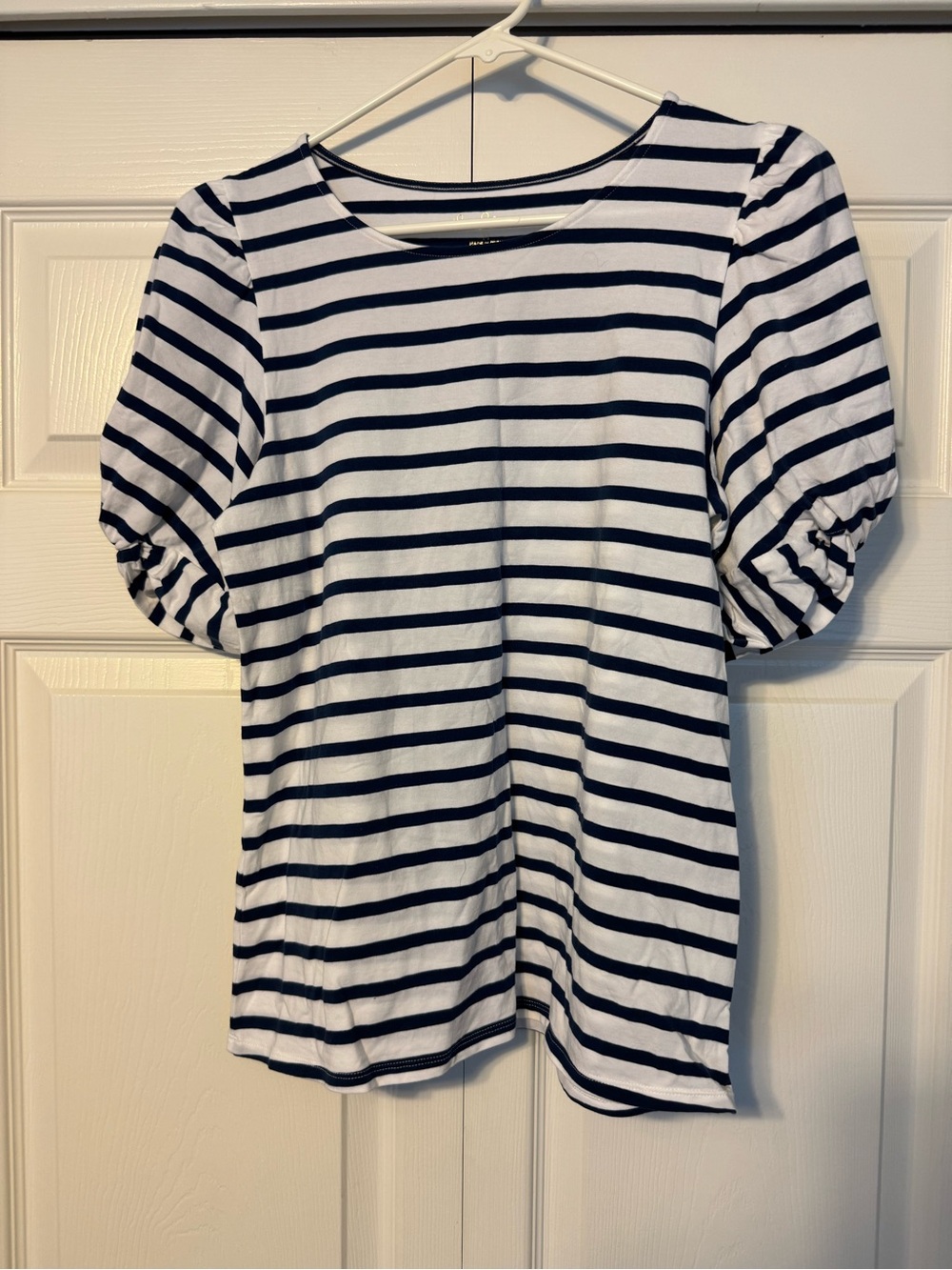 Lilly Pulitzer Navy & White Striped Puff-Sleeve Tee